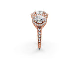 Rose gold Three-Stone Oval Cut Halo Diamond Milgrain Band with Four-Prong Setting_5