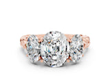 Rose gold Three-Stone Oval Cut Moissanite Braided Band Ring with Four-Prong Setting_12