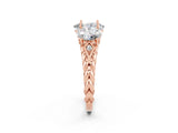 Rose gold Three-Stone Oval Cut Moissanite Braided Band Ring with Four-Prong Setting_14
