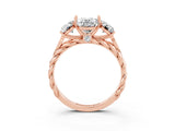 Rose gold Three-Stone Oval Cut Moissanite Braided Band Ring with Four-Prong Setting_15