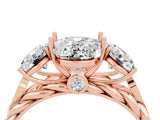 Rose gold Three-Stone Oval Cut Moissanite Braided Band Ring with Four-Prong Setting_16