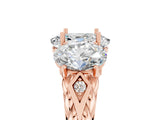Rose gold Three-Stone Oval Cut Moissanite Braided Band Ring with Four-Prong Setting_17