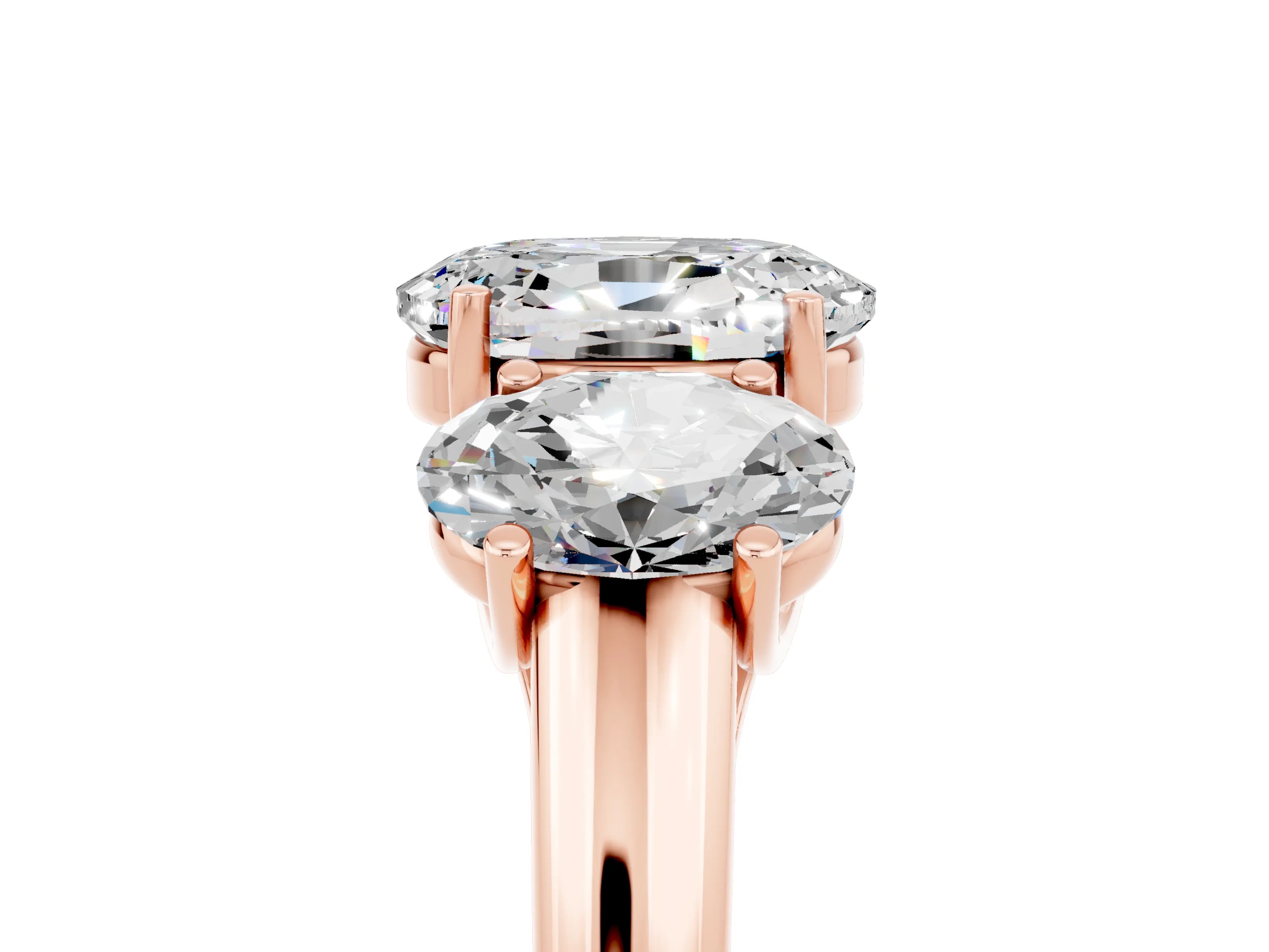 Rose gold Three-Stone Oval Cut Moissanite Engagement Ring with Prong Setting_5