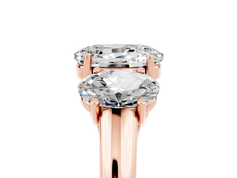 Rose gold Three-Stone Oval Cut Moissanite Engagement Ring with Prong Setting_5