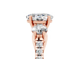 Rose gold Three-Stone Oval Cut Moissanite Pavé Band with Four-Prong Setting_5