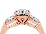 Rose gold Three-Stone Oval Cut Moissanite Ring with Pear Side Stones and Four-Prong Setting_4