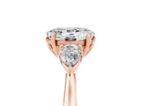 Rose gold Three-Stone Oval Cut Moissanite Ring with Pear  Side Stones in Four-Prong Setting_41