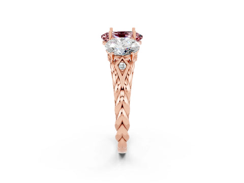 Rose gold Three-Stone Oval Cut Morganite Braided Band Ring with Four-Prong Setting_14