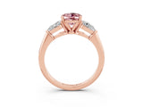 Rose gold Three-Stone Oval Cut Morganite Ring with Pear Side Stones and Four-Prong Setting_3