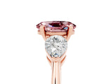 Rose gold Three-Stone Oval Cut Morganite Ring with Pear Side Stones and Four-Prong Setting_5