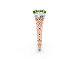 Rose gold Three-Stone Oval Cut Peridot Braided Band Ring with Four-Prong Setting_14