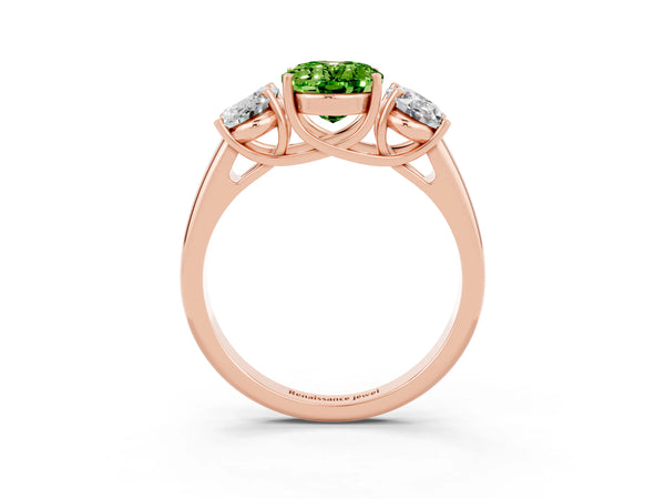 Rose gold Three-Stone Oval Cut Peridot Engagement Ring with Prong Setting