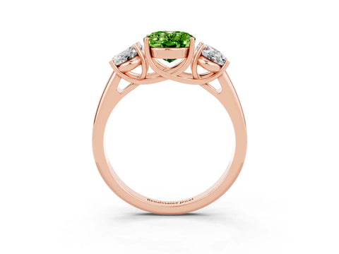 Rose gold Three-Stone Oval Cut Peridot Engagement Ring with Prong Setting_3