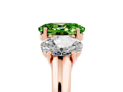 Rose gold Three-Stone Oval Cut Peridot Engagement Ring with Prong Setting_5