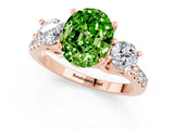 Rose gold Three-Stone Oval Cut Peridot Pavé Band with Four-Prong Setting_1