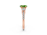 Rose gold Three-Stone Oval Cut Peridot Pavé Band with Four-Prong Setting_2
