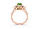Rose gold Three-Stone Oval Cut Peridot Pavé Band with Four-Prong Setting_3