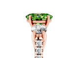 Rose gold Three-Stone Oval Cut Peridot Pavé Band with Four-Prong Setting_5