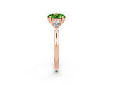 Rose gold Three-Stone Oval Cut Peridot Ring with Pear  Side Stones in Four-Prong Setting_26