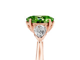 Rose gold Three-Stone Oval Cut Peridot Ring with Pear  Side Stones in Four-Prong Setting_29