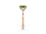 Rose gold Three-Stone Oval Cut Peridot Ring with Pear  Side Stones in Four-Prong Setting_50