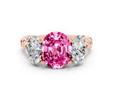 Rose gold Three-Stone Oval Cut Pink Sapphire Braided Band Ring with Four-Prong Setting_36