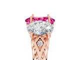 Rose gold Three-Stone Oval Cut Pink Sapphire Braided Band Ring with Four-Prong Setting_41