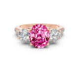 Rose gold Three-Stone Oval Cut Pink Sapphire Pavé Band with Four-Prong Setting_24