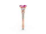 Rose gold Three-Stone Oval Cut Pink Sapphire Pavé Band with Four-Prong Setting_26