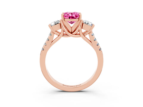 Rose gold Three-Stone Oval Cut Pink Sapphire Pavé Band with Four-Prong Setting_27
