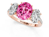 Rose gold Three-Stone Oval Cut Pink Sapphire Ring with Pavé Band and Prong Setting_37