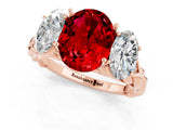 Rose gold Three-Stone Oval Cut Ruby Braided Band Ring with Four-Prong Setting_13