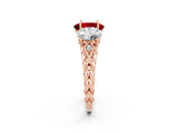 Rose gold Three-Stone Oval Cut Ruby Braided Band Ring with Four-Prong Setting_14