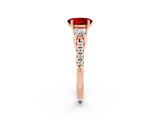 Rose gold Three-Stone Oval Cut Ruby Pavé Band with Four-Prong Setting_2