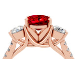 Rose gold Three-Stone Oval Cut Ruby Pavé Band with Four-Prong Setting_4