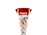 Rose gold Three-Stone Oval Cut Ruby Pavé Band with Four-Prong Setting_5