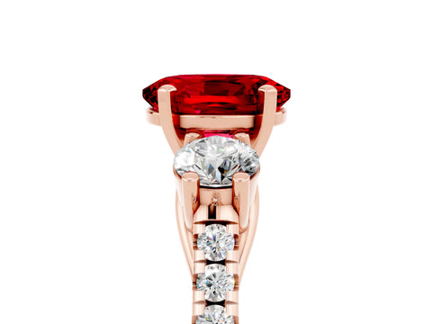 Rose gold Three-Stone Oval Cut Ruby Pavé Band with Four-Prong Setting_5