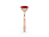 Rose gold Three-Stone Oval Cut Ruby Ring with Pear  Side Stones in Four-Prong Setting_14