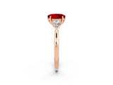 Rose gold Three-Stone Oval Cut Ruby Ring with Pear  Side Stones in Four-Prong Setting_38