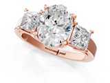 Rose gold Three-Stone Oval Cut Solitaire Ring with Prong Setting_4