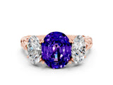 Rose gold Three-Stone Oval Cut Tanzanite Braided Band Ring with Four-Prong Setting_12