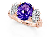 Rose gold Three-Stone Oval Cut Tanzanite Braided Band Ring with Four-Prong Setting_13