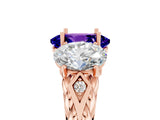 Rose gold Three-Stone Oval Cut Tanzanite Braided Band Ring with Four-Prong Setting_17