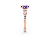 Rose gold Three-Stone Oval Cut Tanzanite Pavé Band with Four-Prong Setting_2