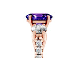 Rose gold Three-Stone Oval Cut Tanzanite Pavé Band with Four-Prong Setting_5