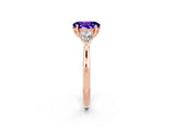 Rose gold Three-Stone Oval Cut Tanzanite Ring with Pear  Side Stones in Four-Prong Setting_14