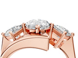 Rose gold Three-Stone Oval Cut Tension Band Ring with Four-Prong Setting_10
