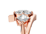Rose gold Three-Stone Oval Cut Tension Band Ring with Four-Prong Setting_11
