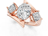 Rose gold Three-Stone Oval Cut Tension Band Ring with Four-Prong Setting_7