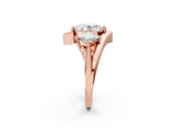 Rose gold Three-Stone Oval Cut Tension Band Ring with Four-Prong Setting_8